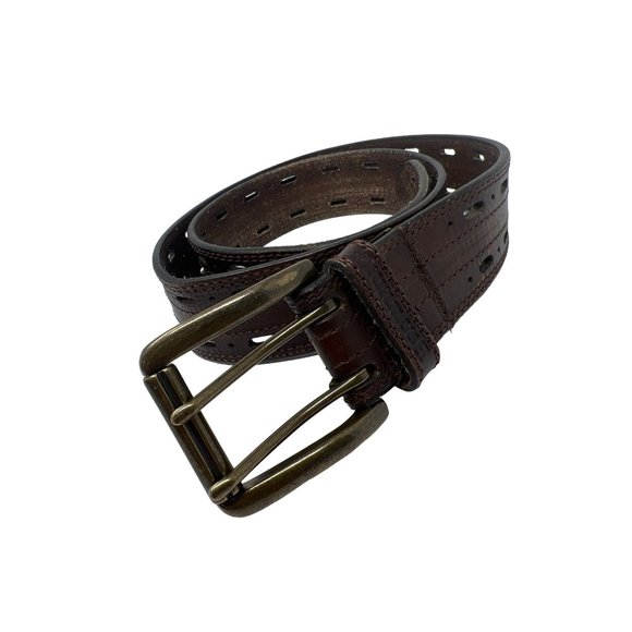 Browning Double Prong Buckle Waist Belt Mens 34 / 85 Adjustable Leather Brown - Picture 1 of 7
